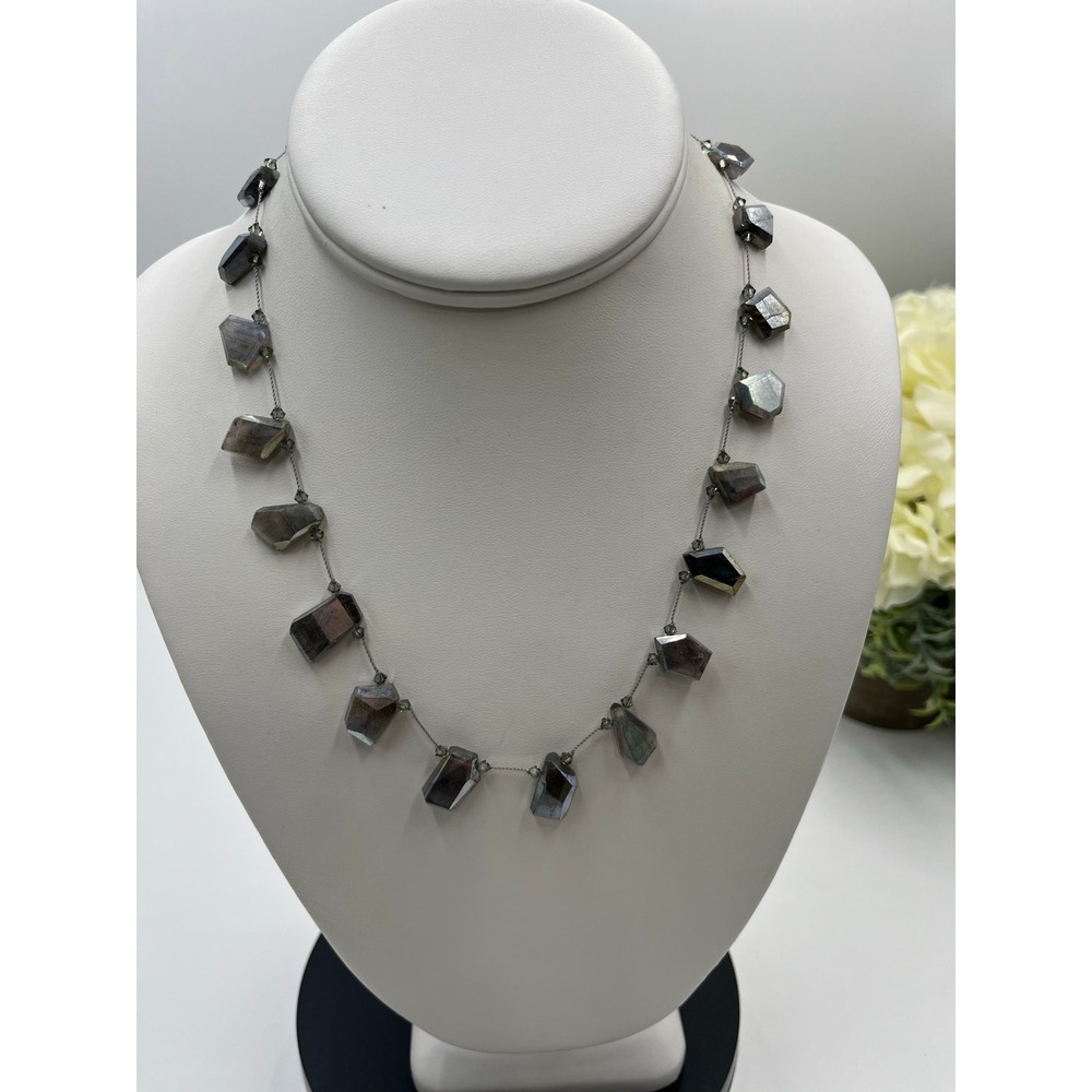 Margo Morrison Geometric Shape Labradorite Gray Swarovski Crystals Limited Ed